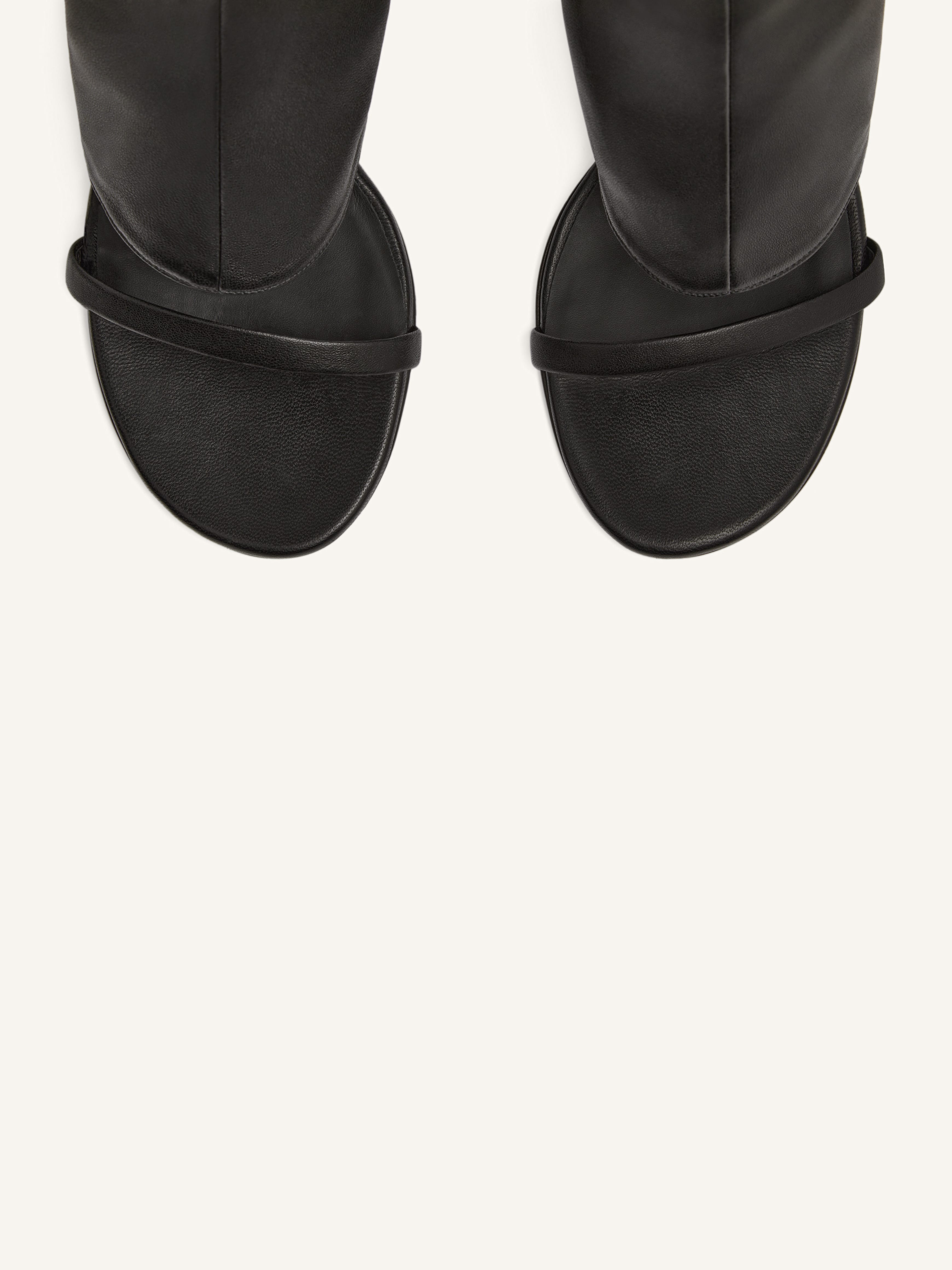 OBLIQUE WEDGED LEATHER BOOTS - 4