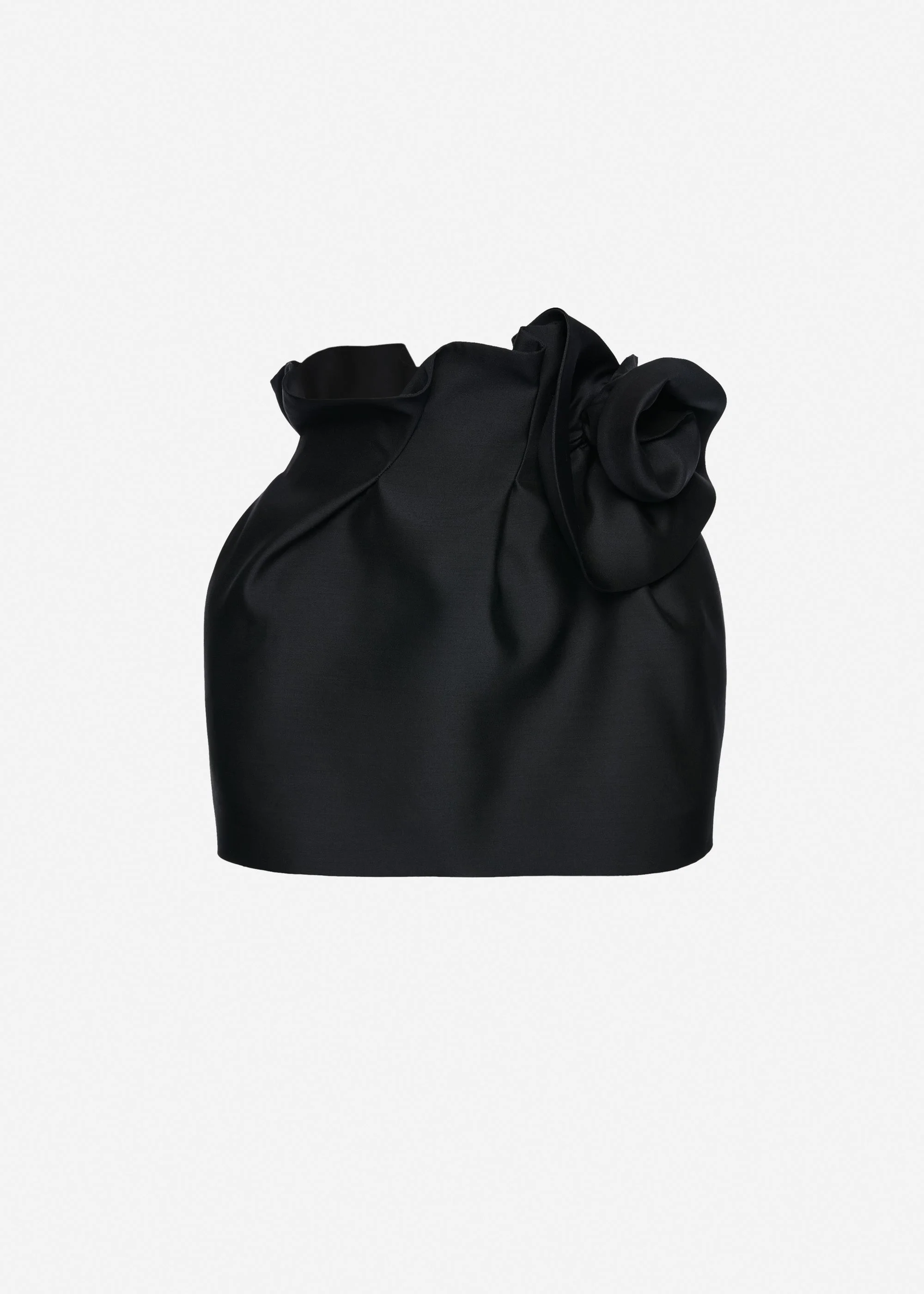Wool and silk flower-detail mini skirt in black - 1