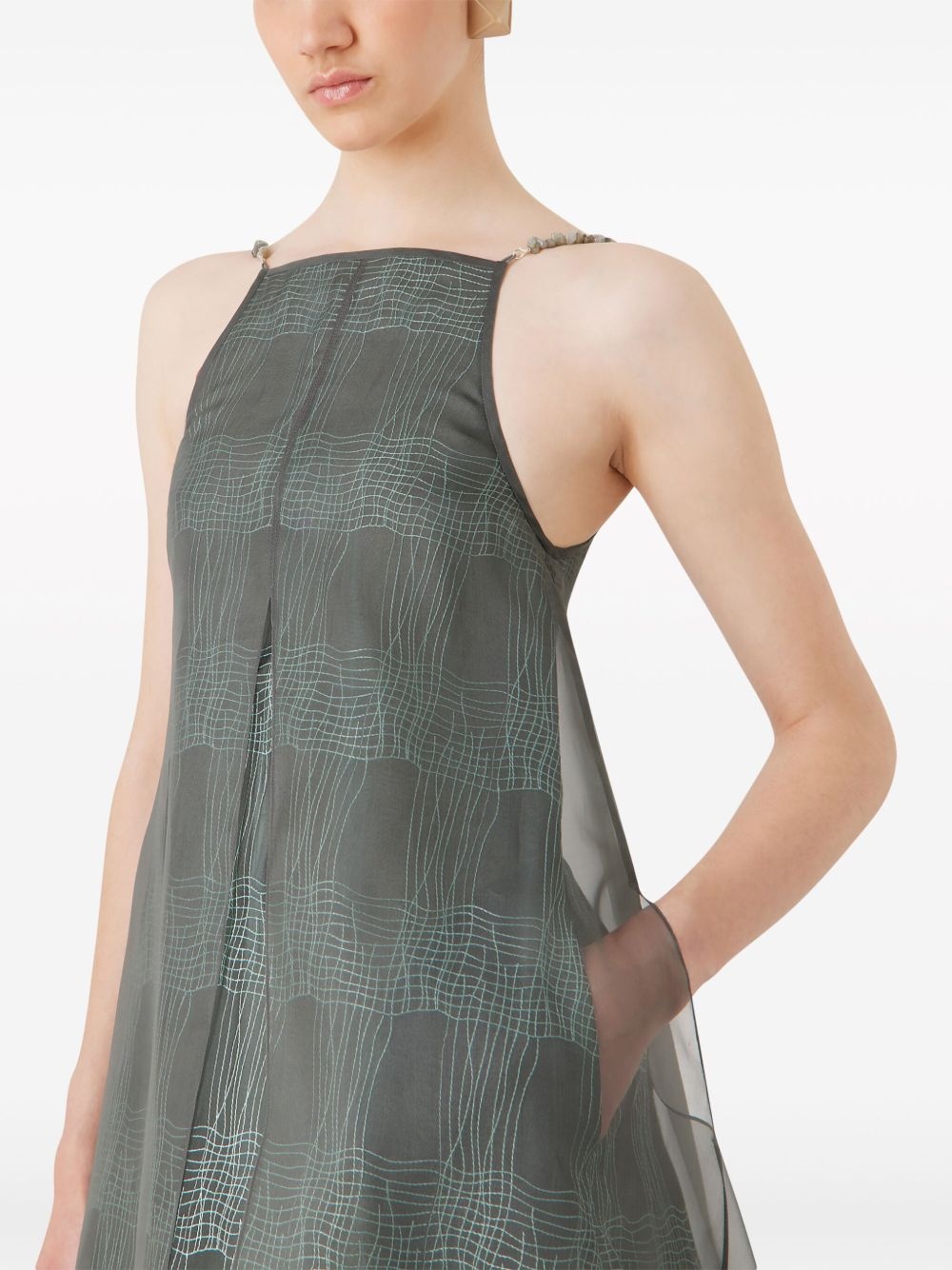 striped sheer-overlay minidress - 4