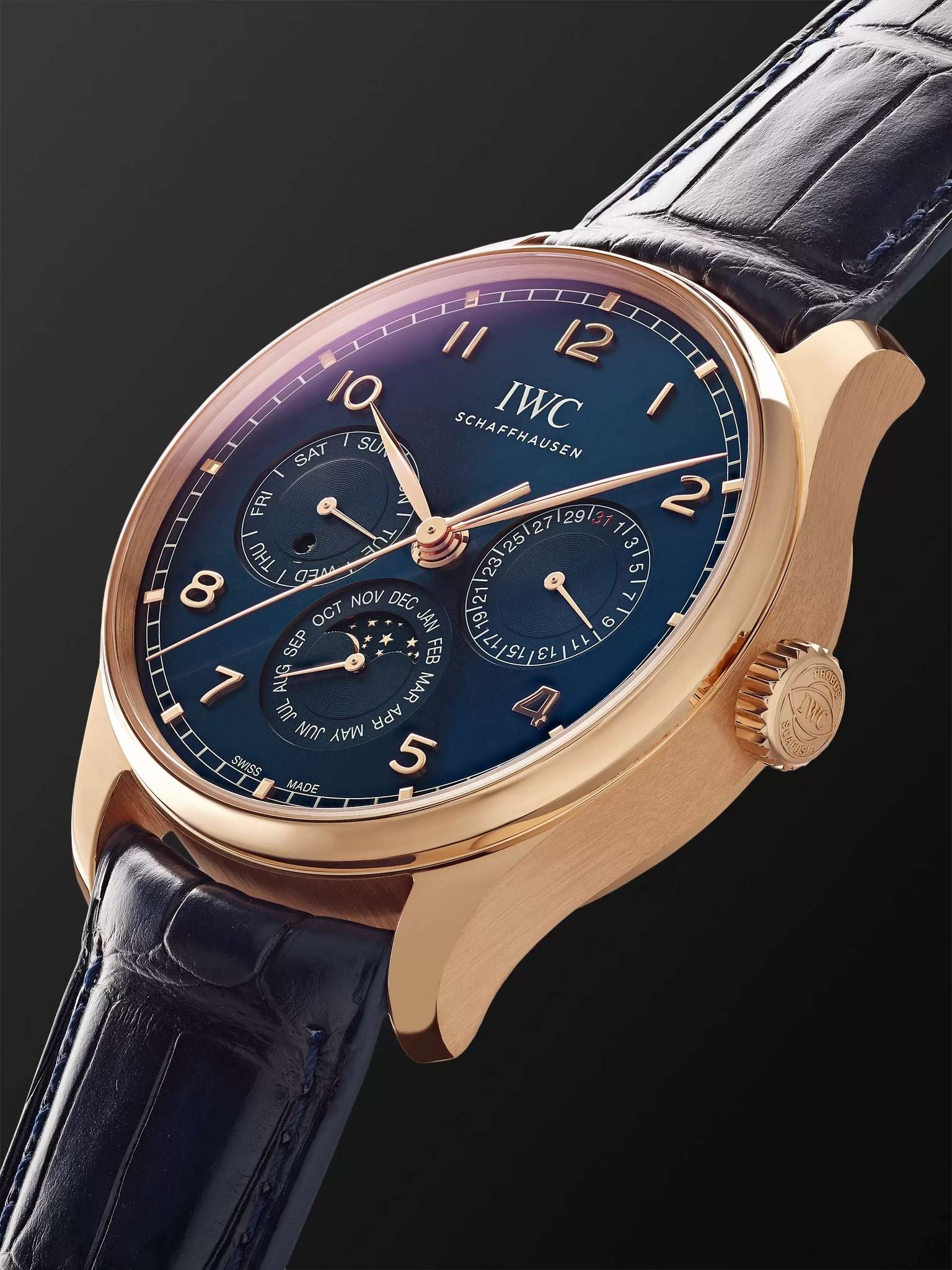 Portugieser Perpetual Calendar Boutique Edition Automatic 42.4mm 18-Karat Red Gold and Alligator Wat - 4