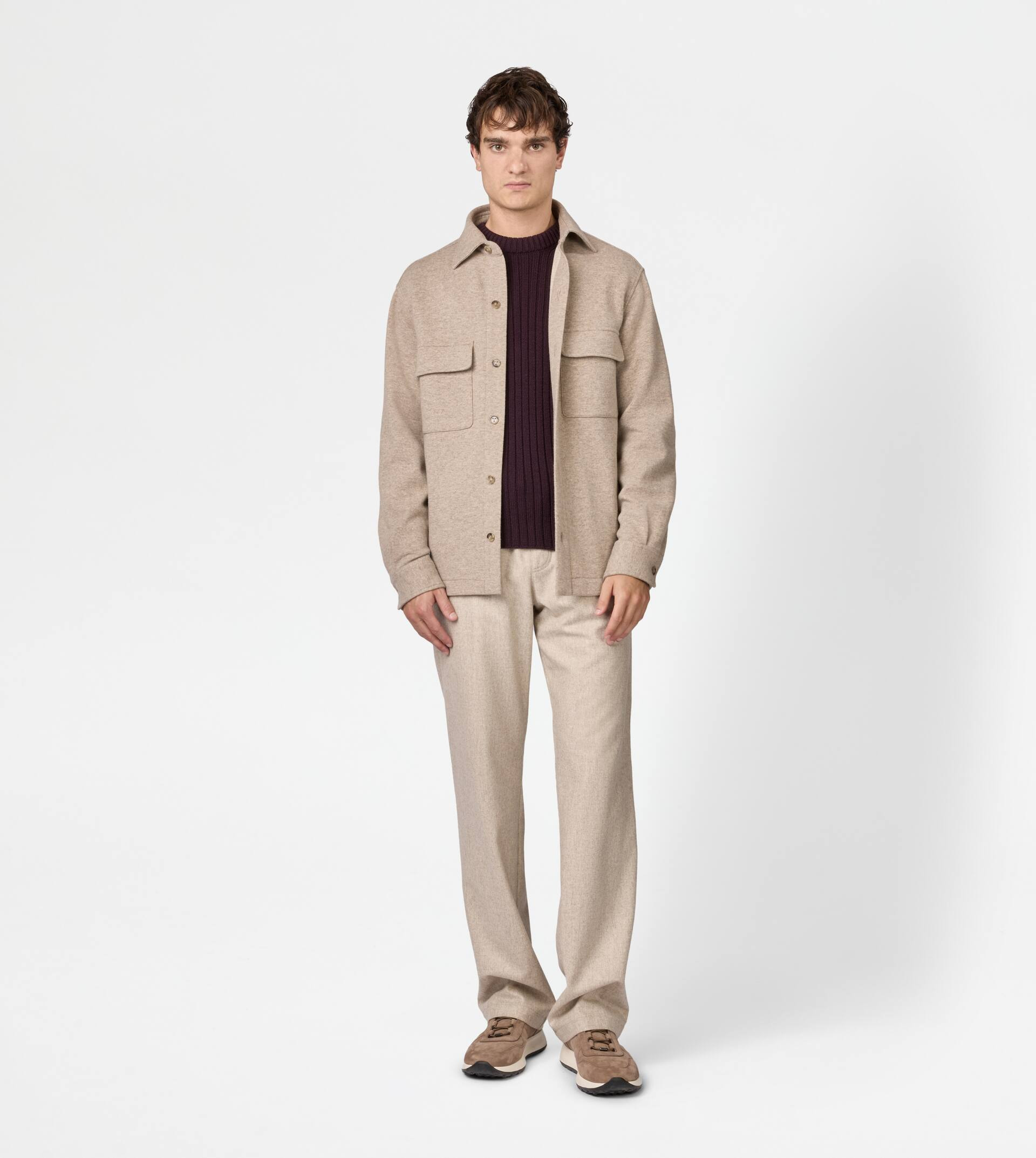 JOGGING PANTS IN CASHMERE BLEND JERSEY - BEIGE - 2