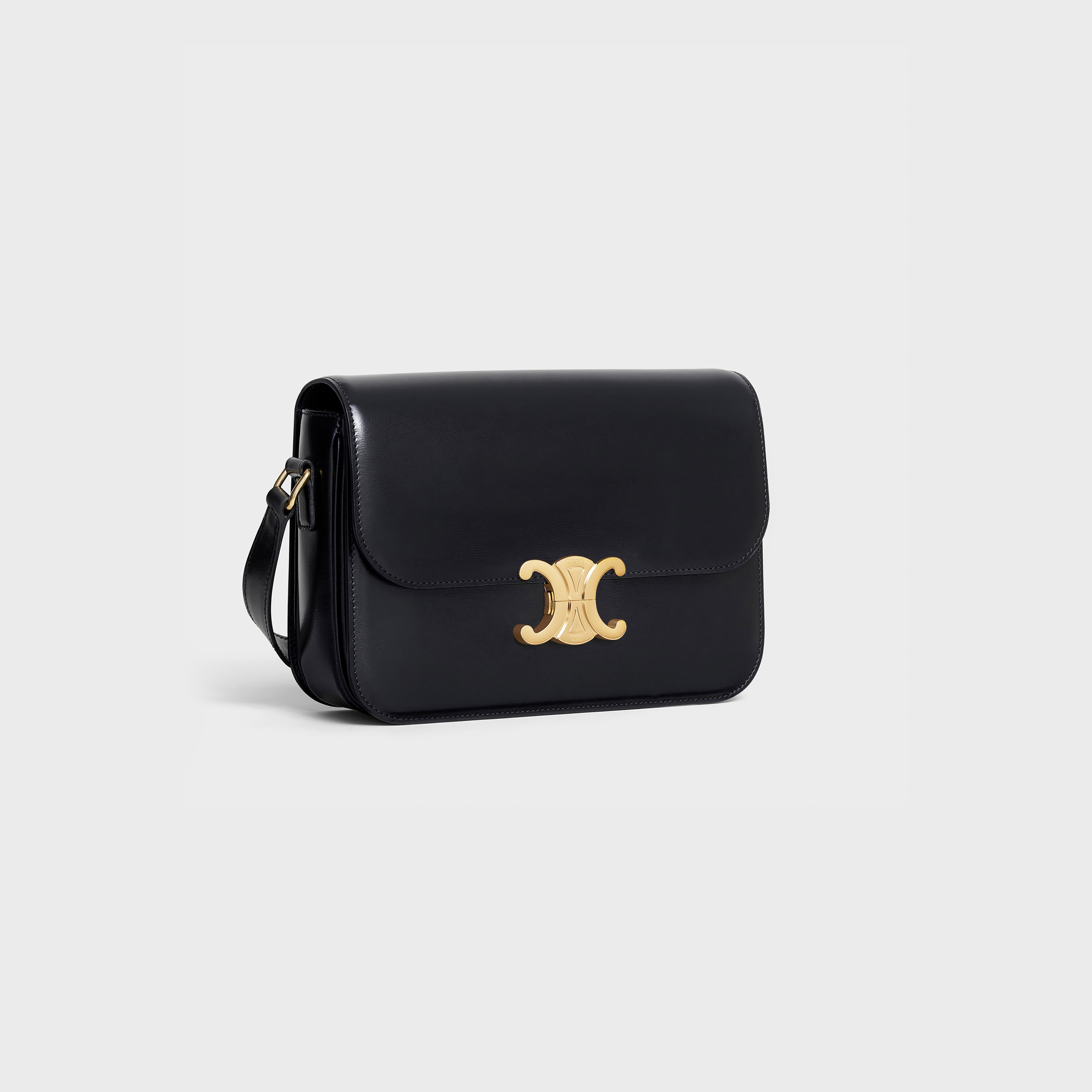 【関税&送料込】Celine Celine Classique Triomphe Bag In Shin CLASSIQUE TRIOMPHE BAG IN shiny calfskin - BLACK | CELINE