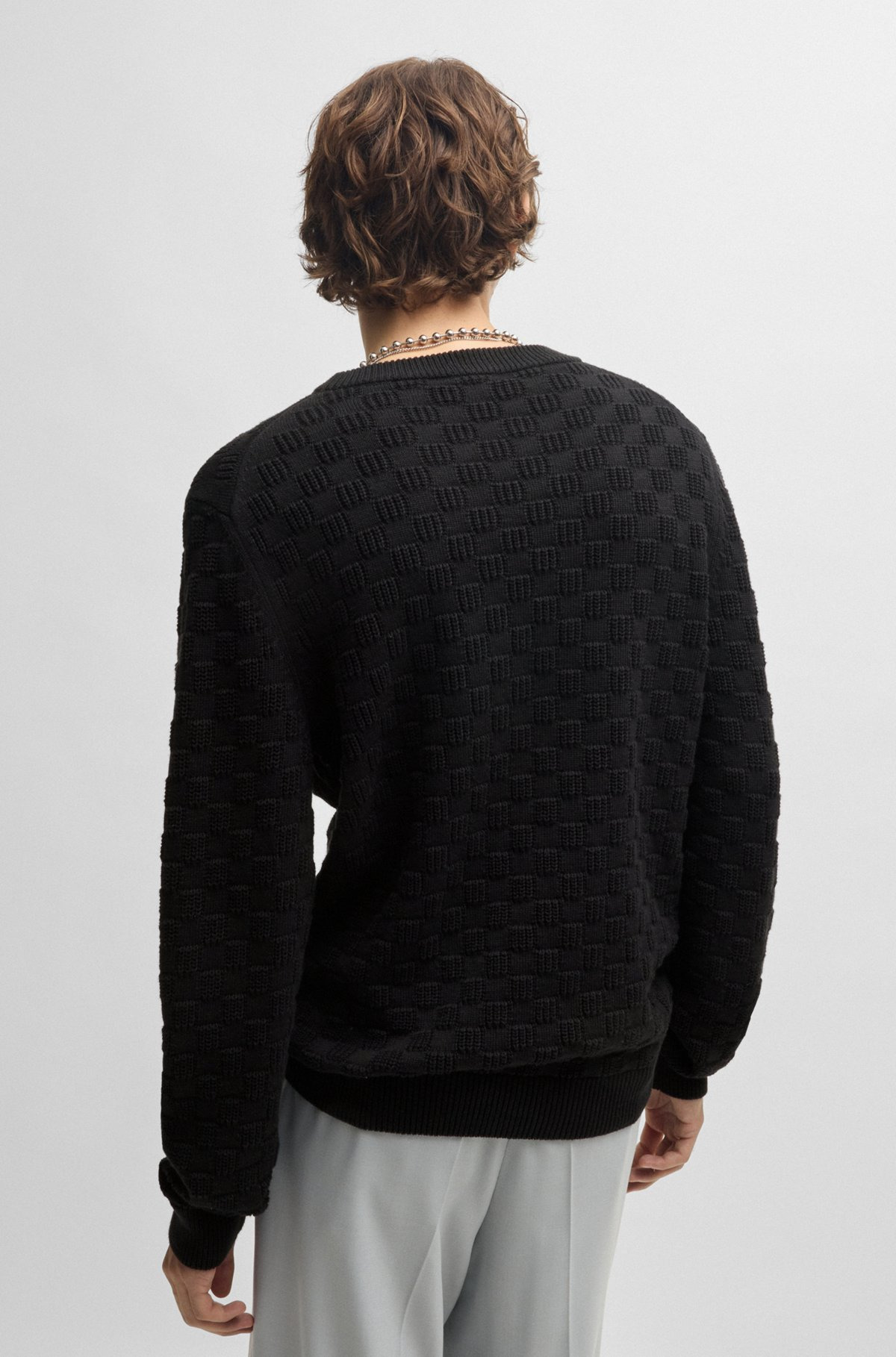 COTTON RELAXED-FIT SWEATER WITH JACQUARD PATTERN - 5