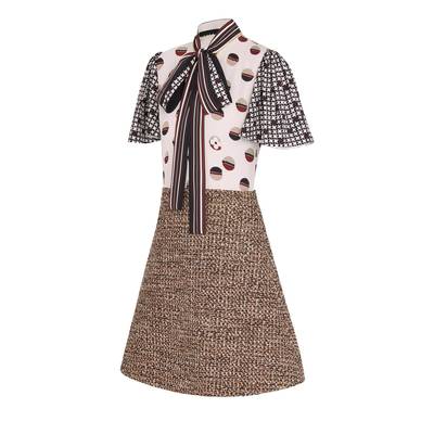 Louis Vuitton Two-Fabric A-Line Dress In Camel Natte Tweed outlook