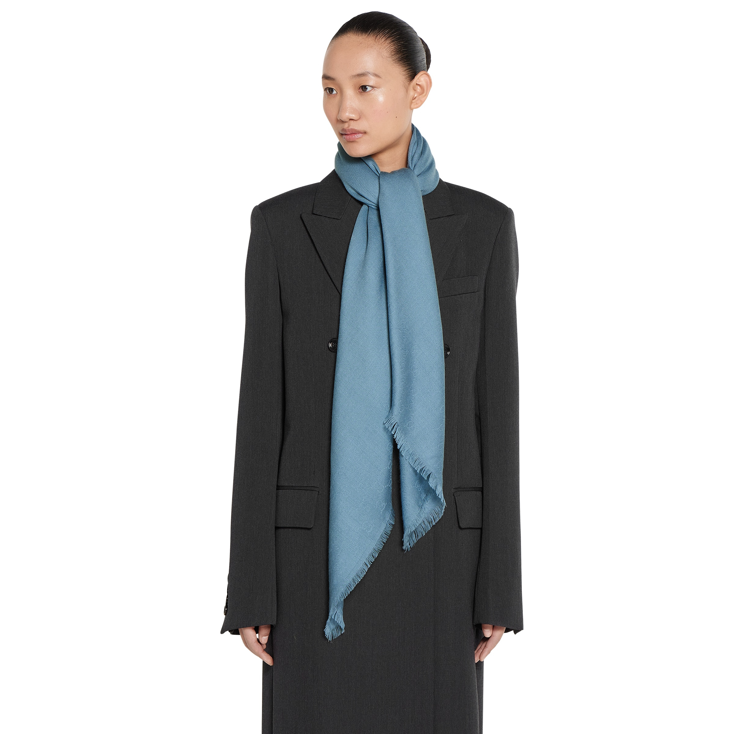 GG wool silk jacquard shawl - 5