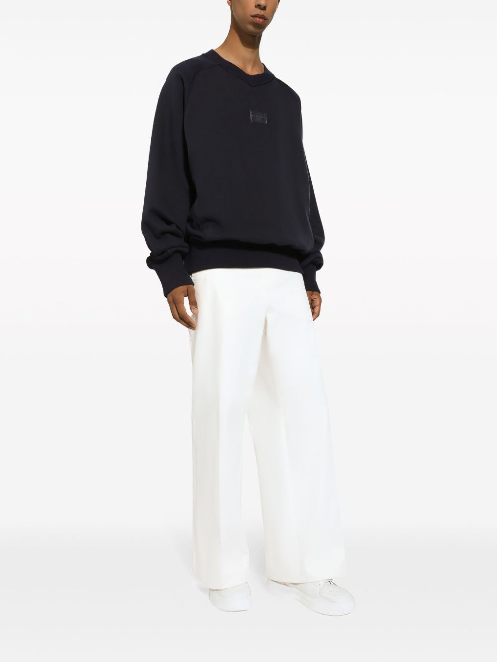 logo-plaque cotton sweatshirt - 2