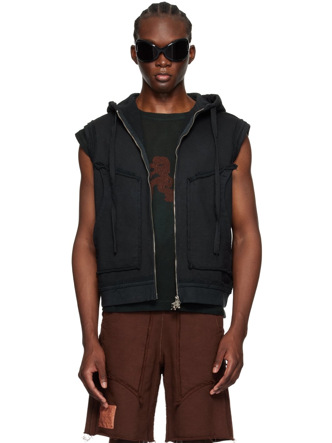 SSENSE Exclusive Black Ralien Sleeveless Hoodie - 1