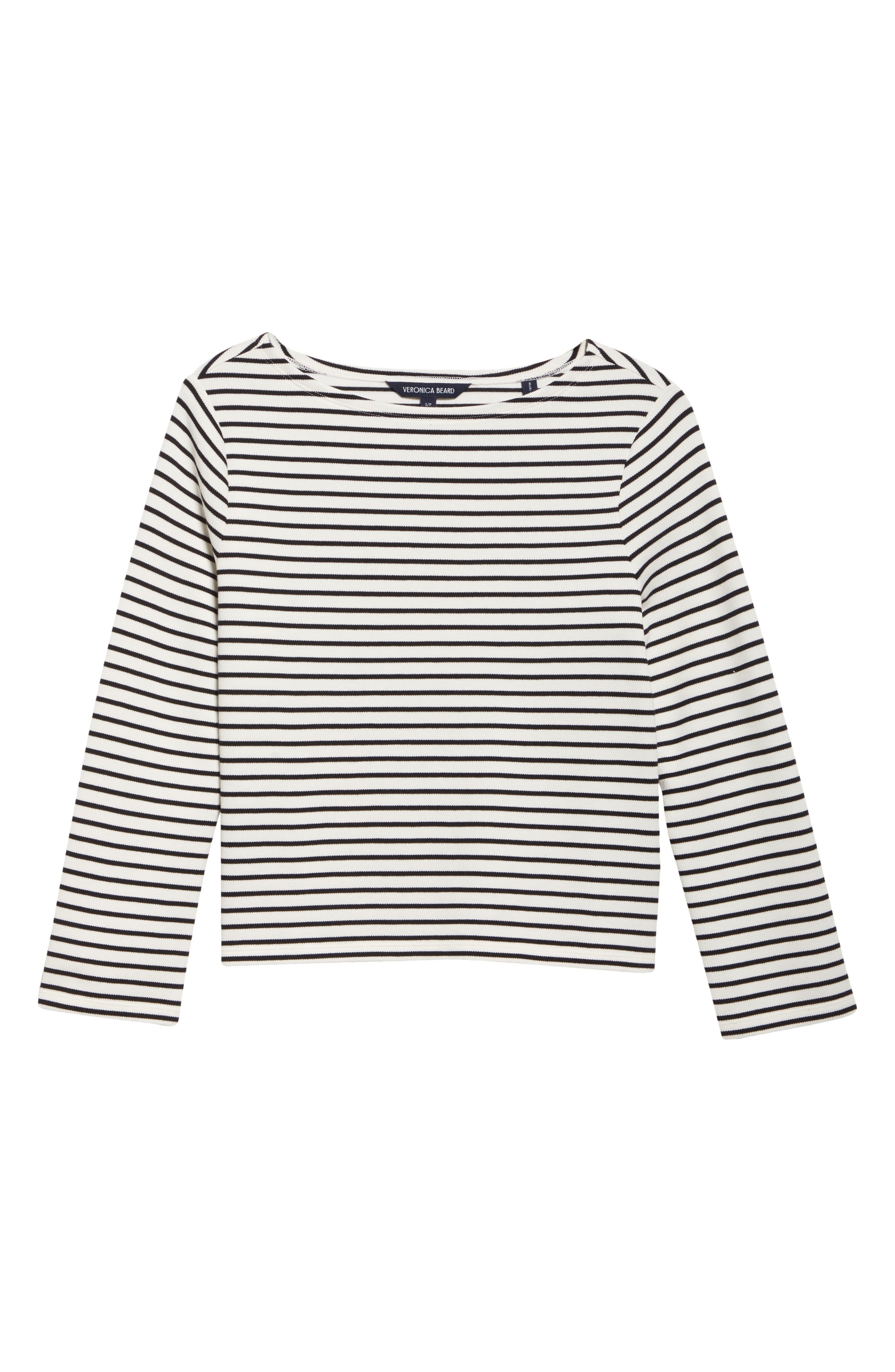 Veronica Beard Hovey Stripe Boat Neck T-Shirt in Dove Black at Nordstrom - 5