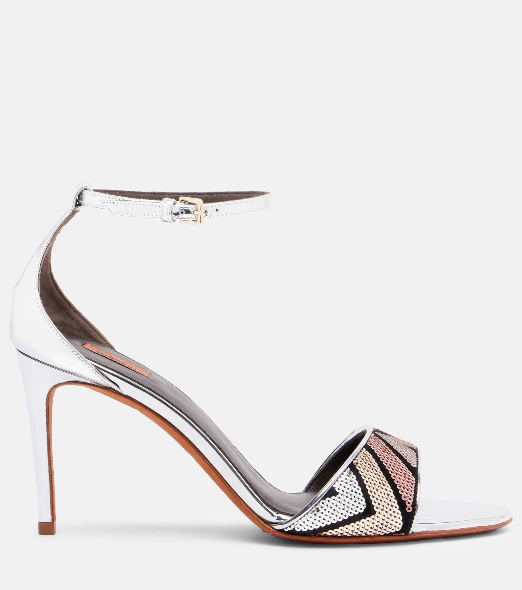 Belle sequined metallic leather sandals - 4
