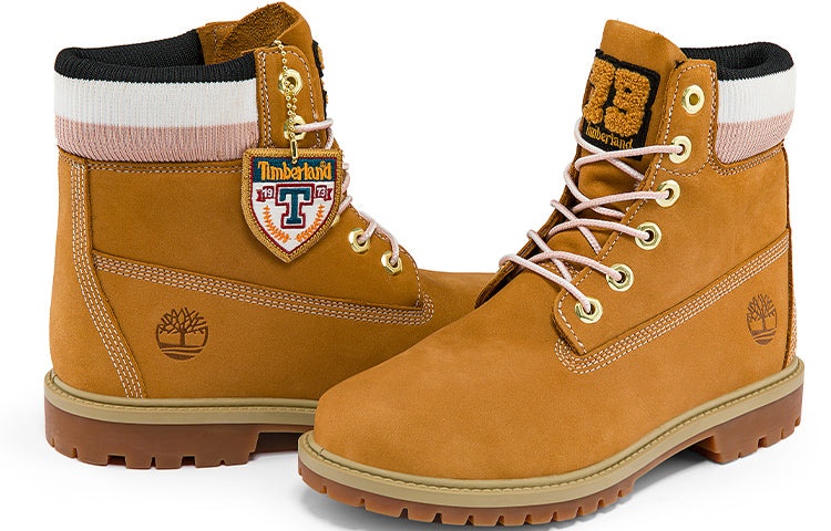 (WMNS) Timberland 6 Inch Heritage Premium Waterproof Boots 'Wheat Nubuck and Stripes' A2R3GW - 5