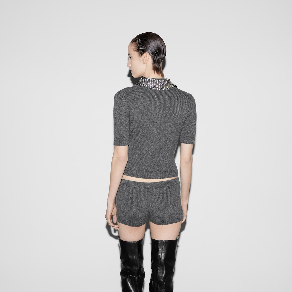 Rib wool polo top - 4