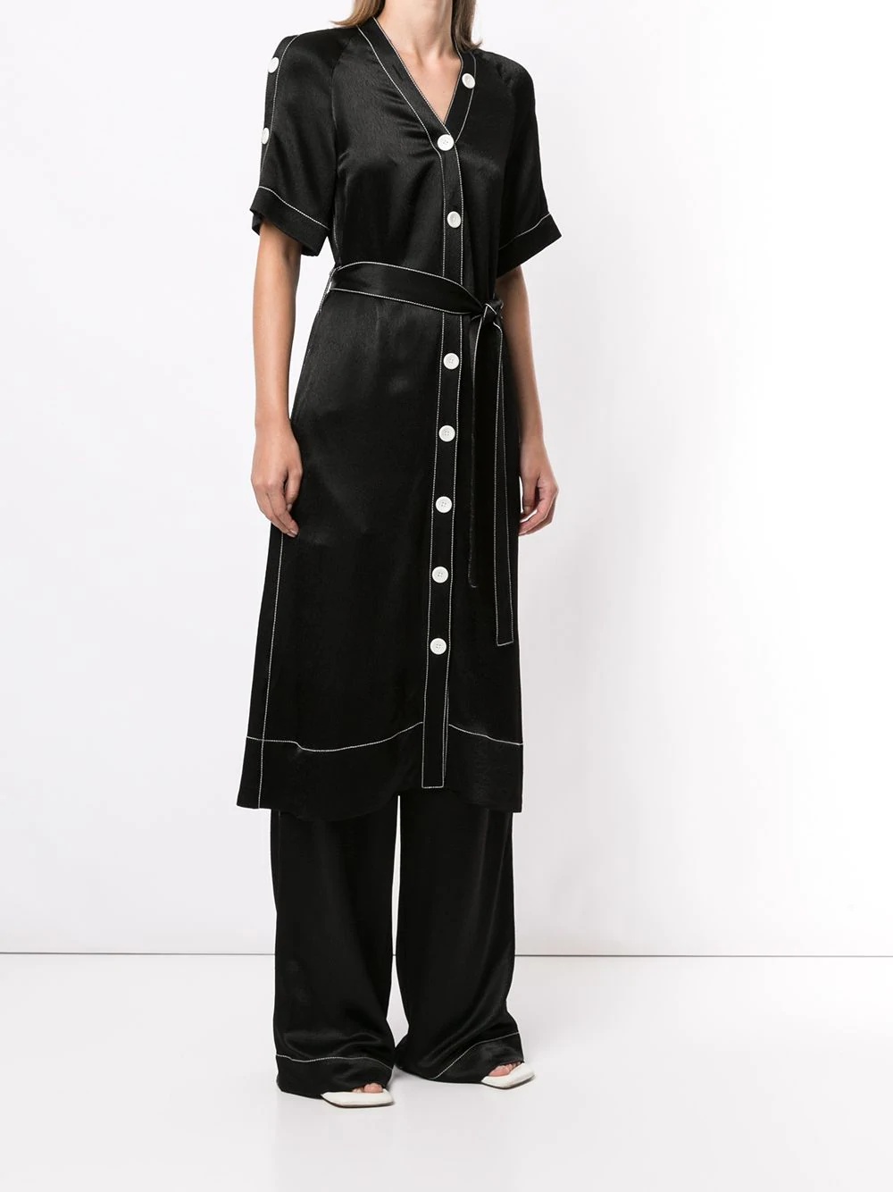 contrast stitching shirt dress - 3