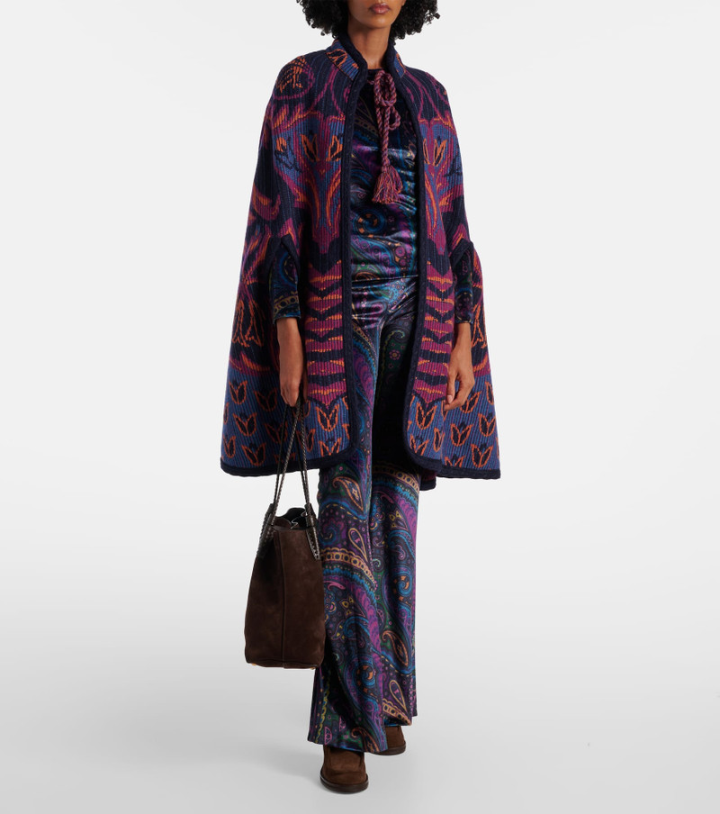 Etro Jacquard wool and cotton-blend cape outlook