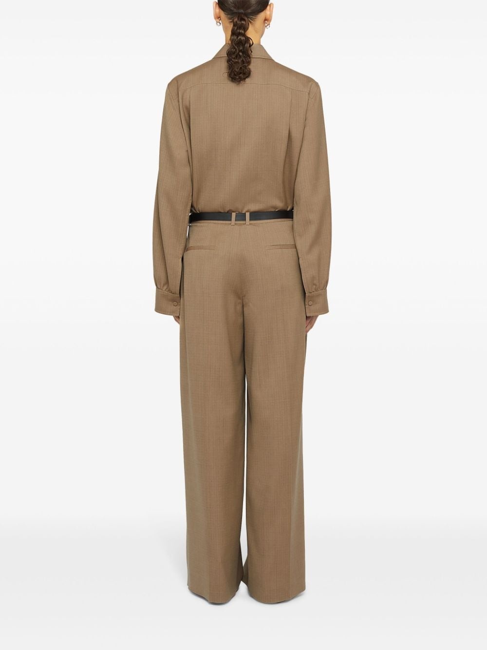 belted wool palazzo pants - 3
