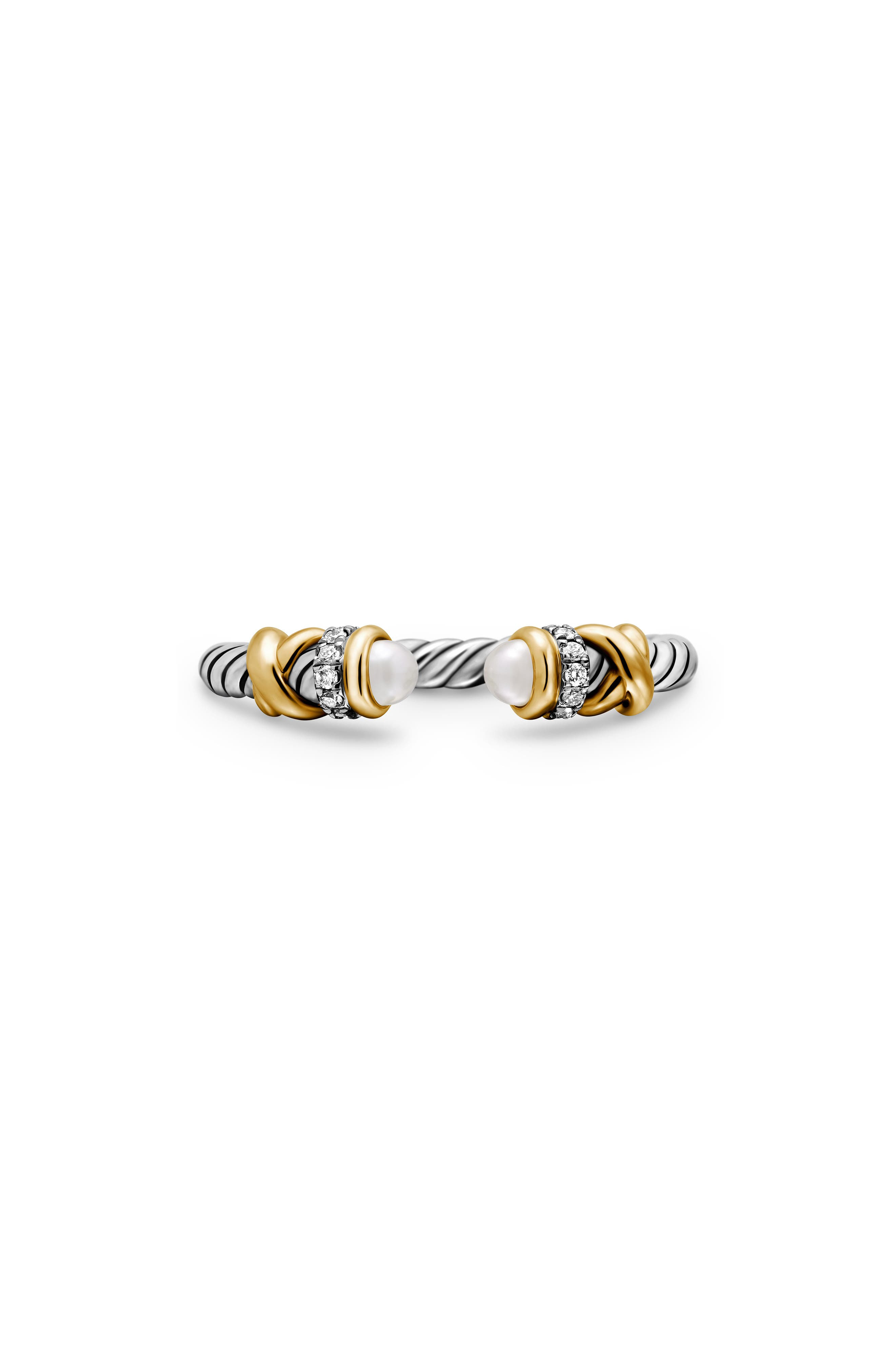David Yurman Petite Helena Open Ring with 18K Gold & Diamonds in Pearl at Nordstrom - 1