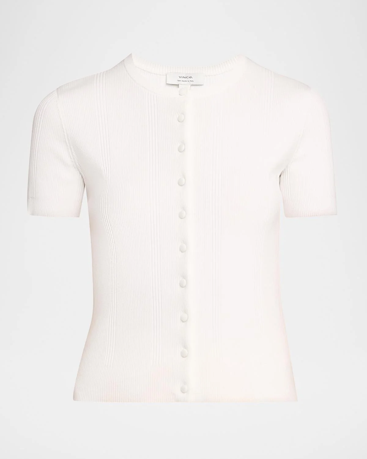 Rib-Knit Cotton Short-Sleeve Cardigan - 1
