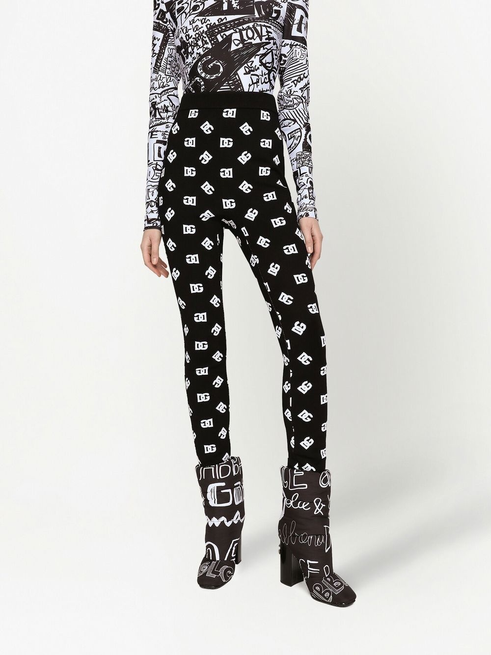 DG logo jacquard leggings - 5