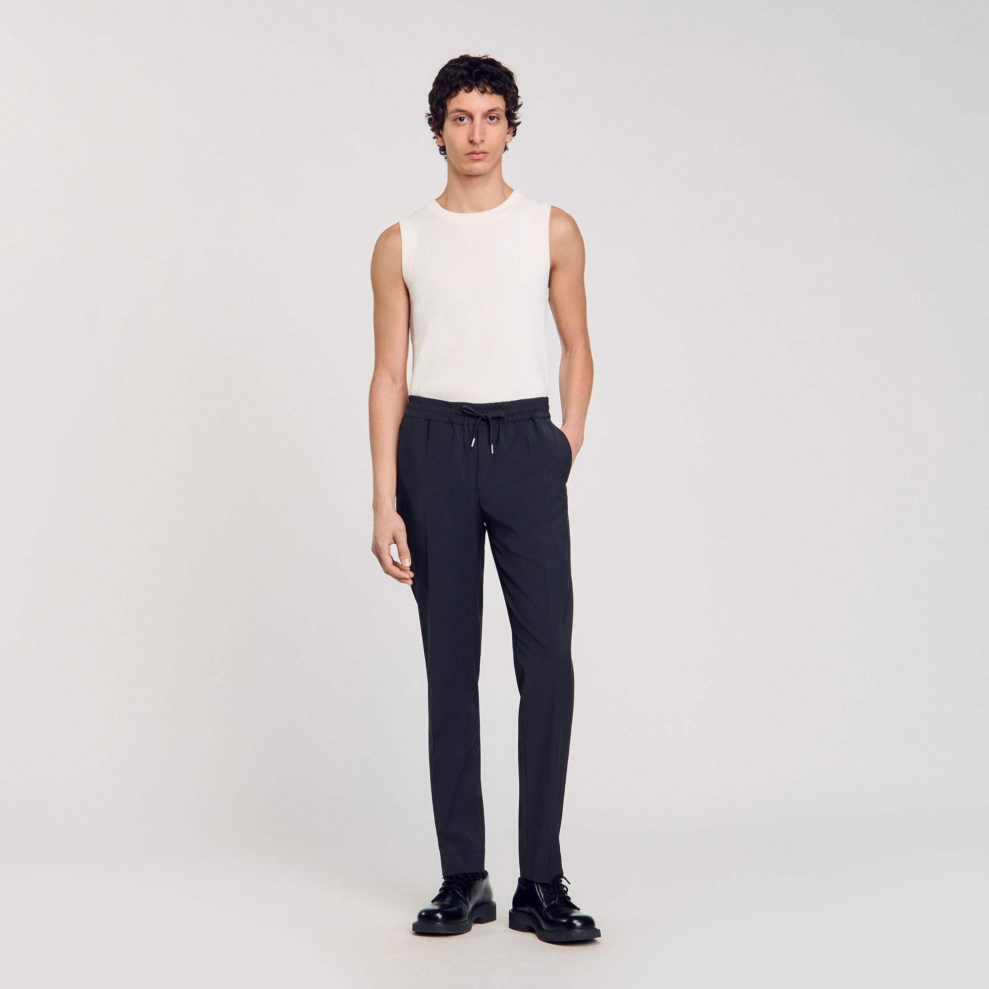ELASTICATED STRAIGHT-LEG TROUSERS - 1