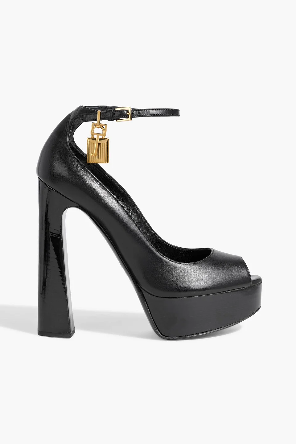 Padlock leather platform pumps - 1
