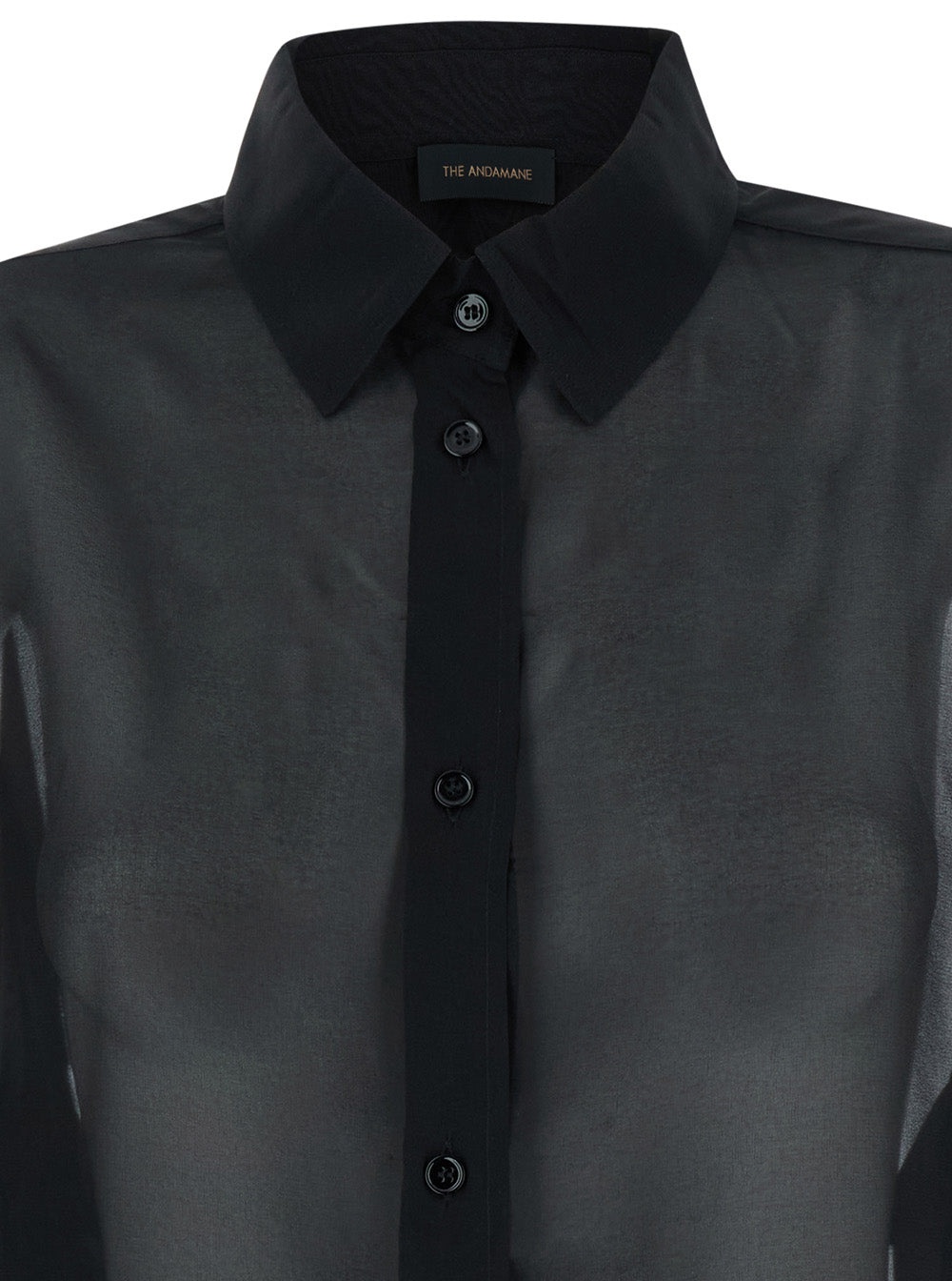 THE ANDAMANE - The Andamane Women Black Shirt With Buttons In Stretch Silk Woman - 3