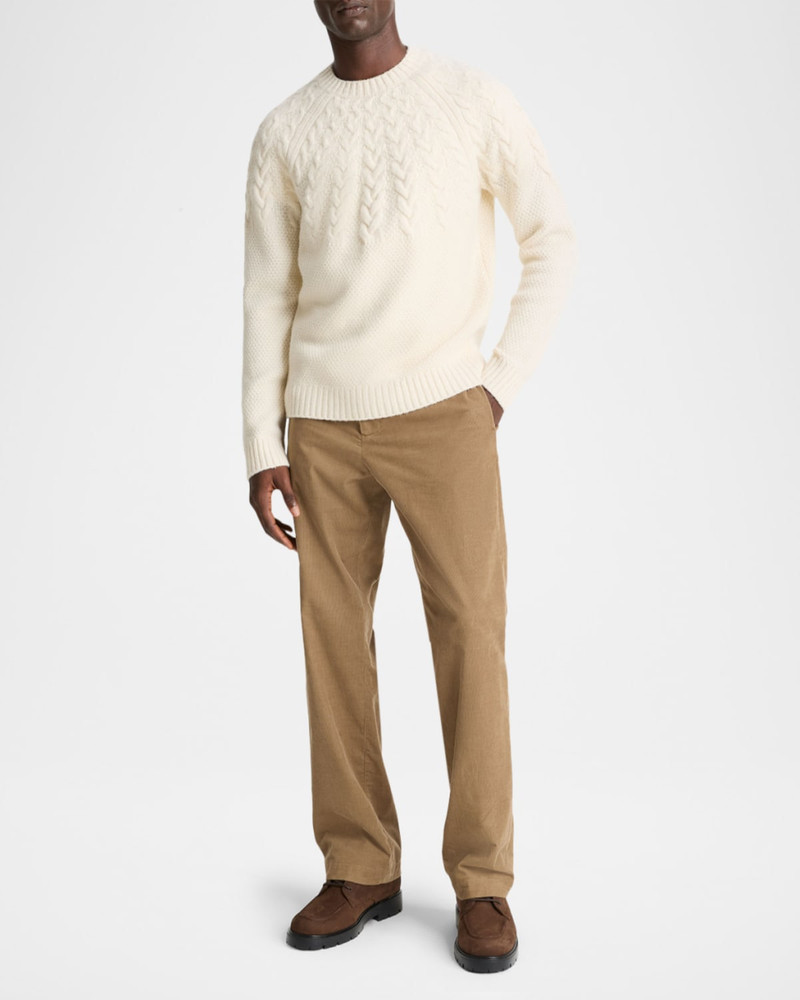 Vince Men's Airspun Merino Wool Cable-Yoke Crewneck Sweater outlook
