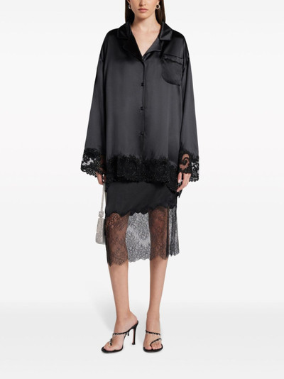 VERSACE Barocco lace-trim silk shirt outlook