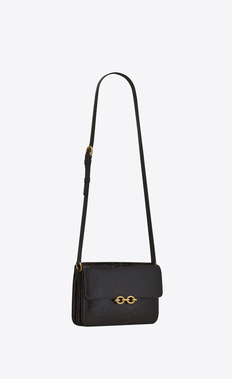 le maillon satchel in shiny scale-embossed leather 5