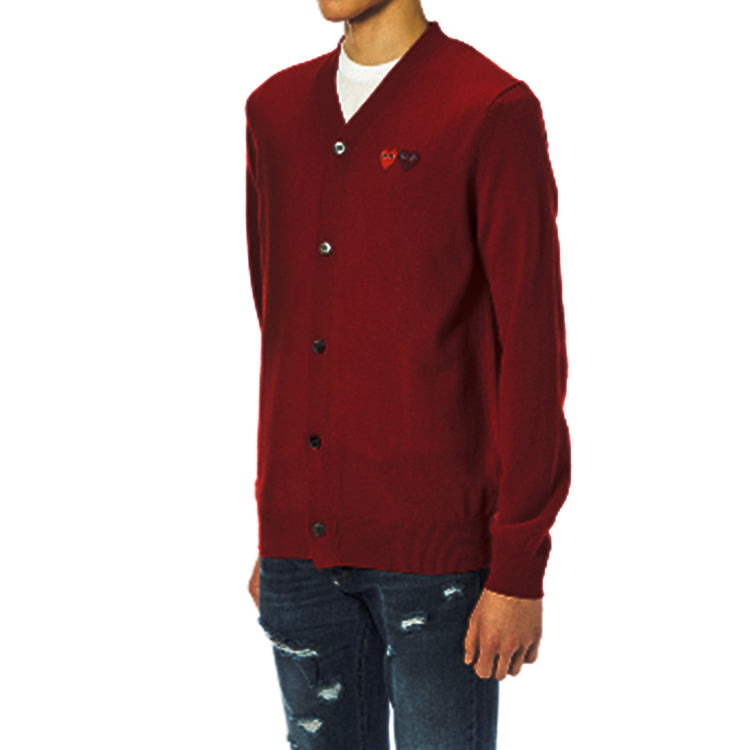 COMME des GARCONS PLAY Cardigan With Double Emblems 'Burgundy' AZ-N058-051-4 - 3