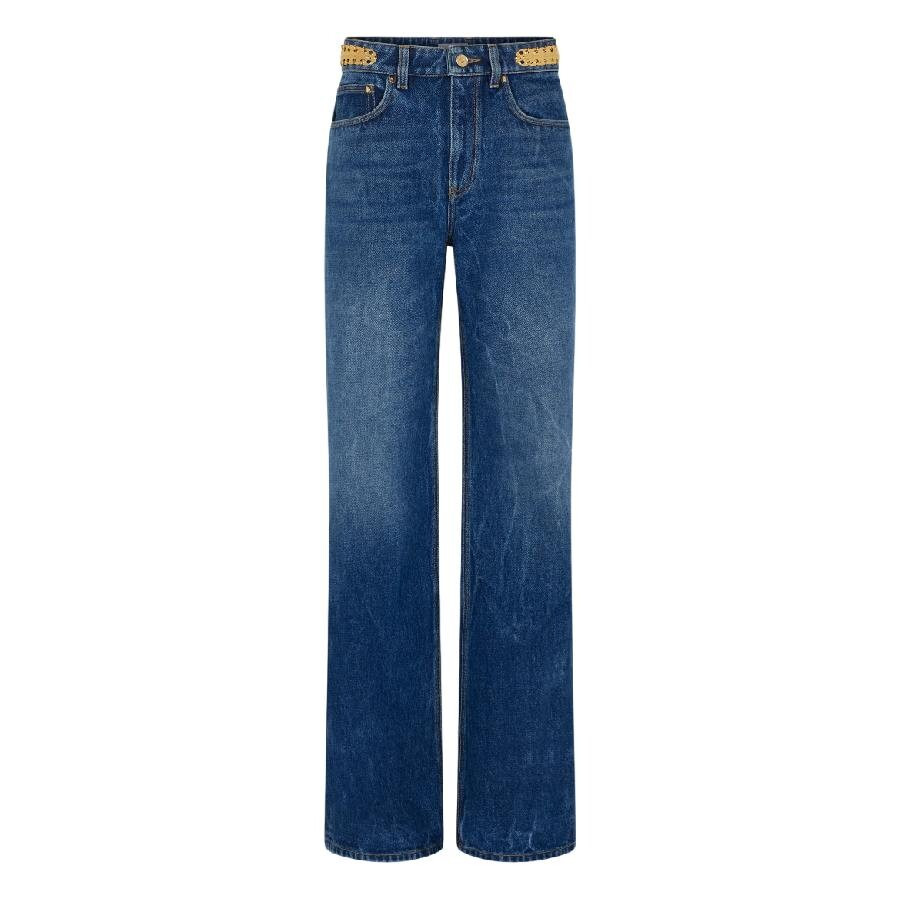 Paco Rabanne Embellished Dark Denim Stone Jeans - 5