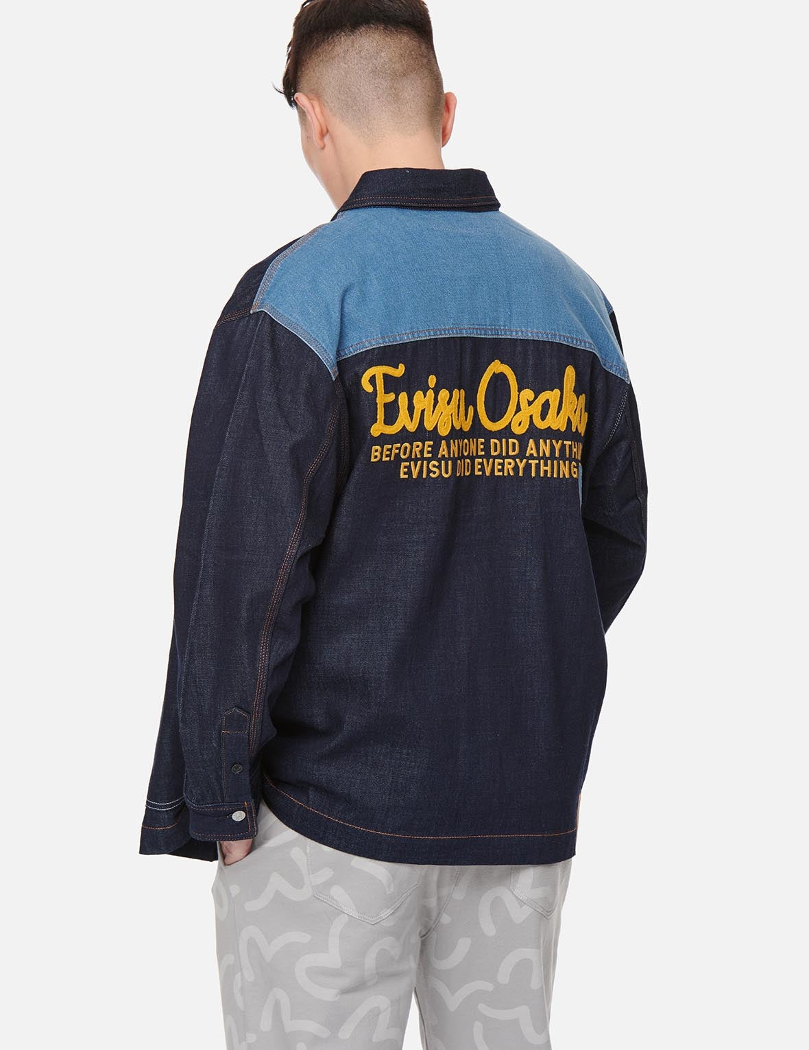 Vintage Handwritten Logo Embroidered Denim Shirt Jacket - 3