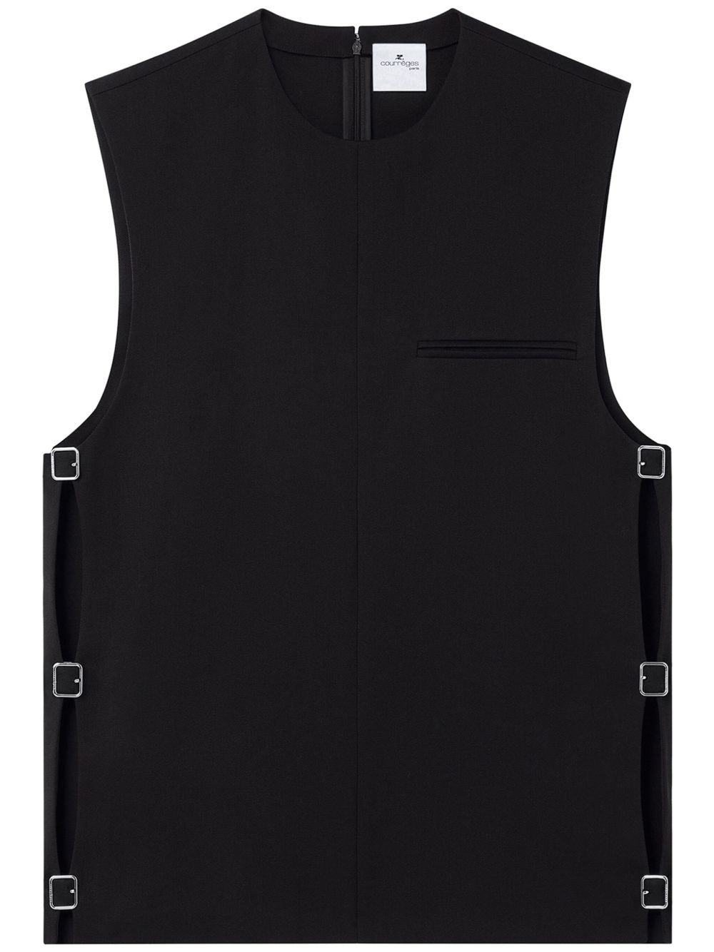 buckle-detail sleeveless wool top - 1