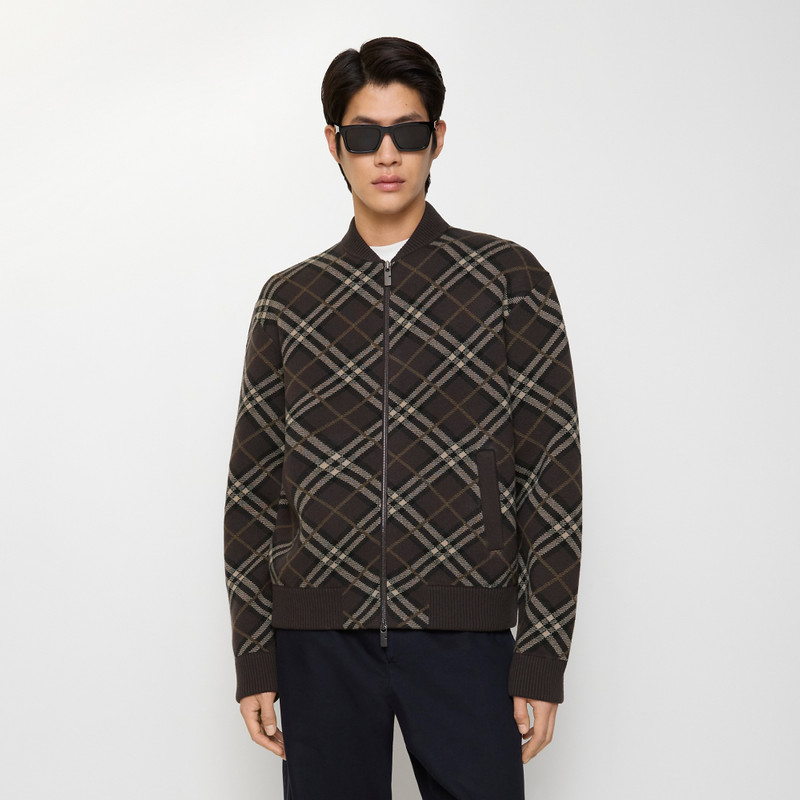 Burberry Check Wool Cashmere Bomber Jacket outlook