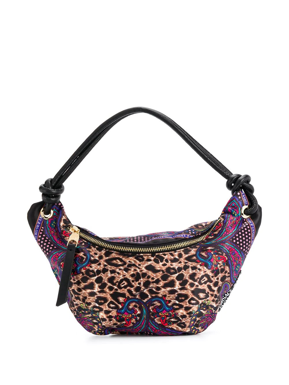 leopard baroque print shoulder bag - 1