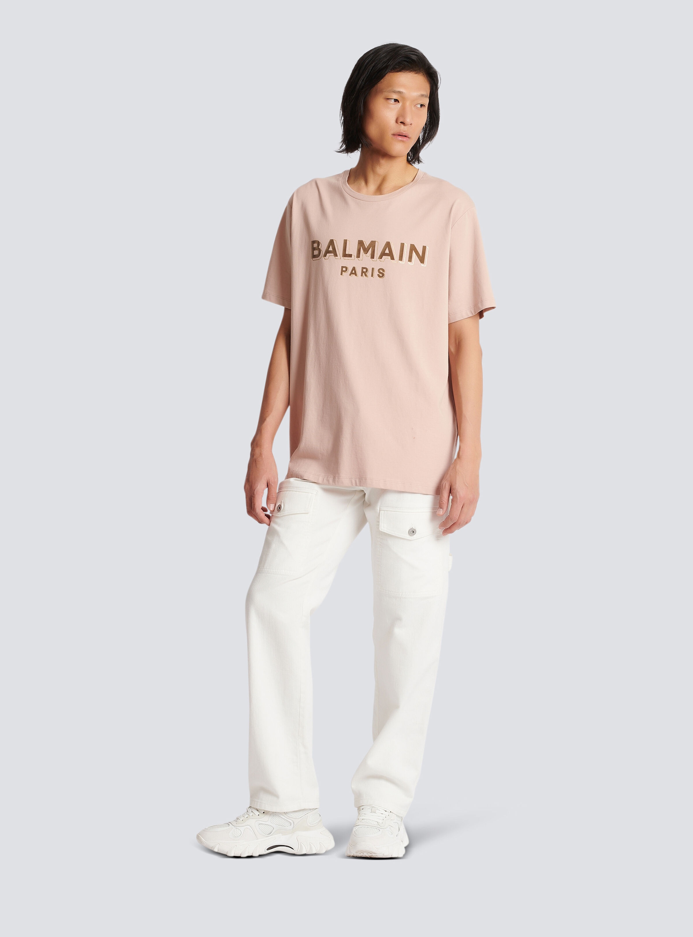 Flocked Balmain logo T-shirt - 2