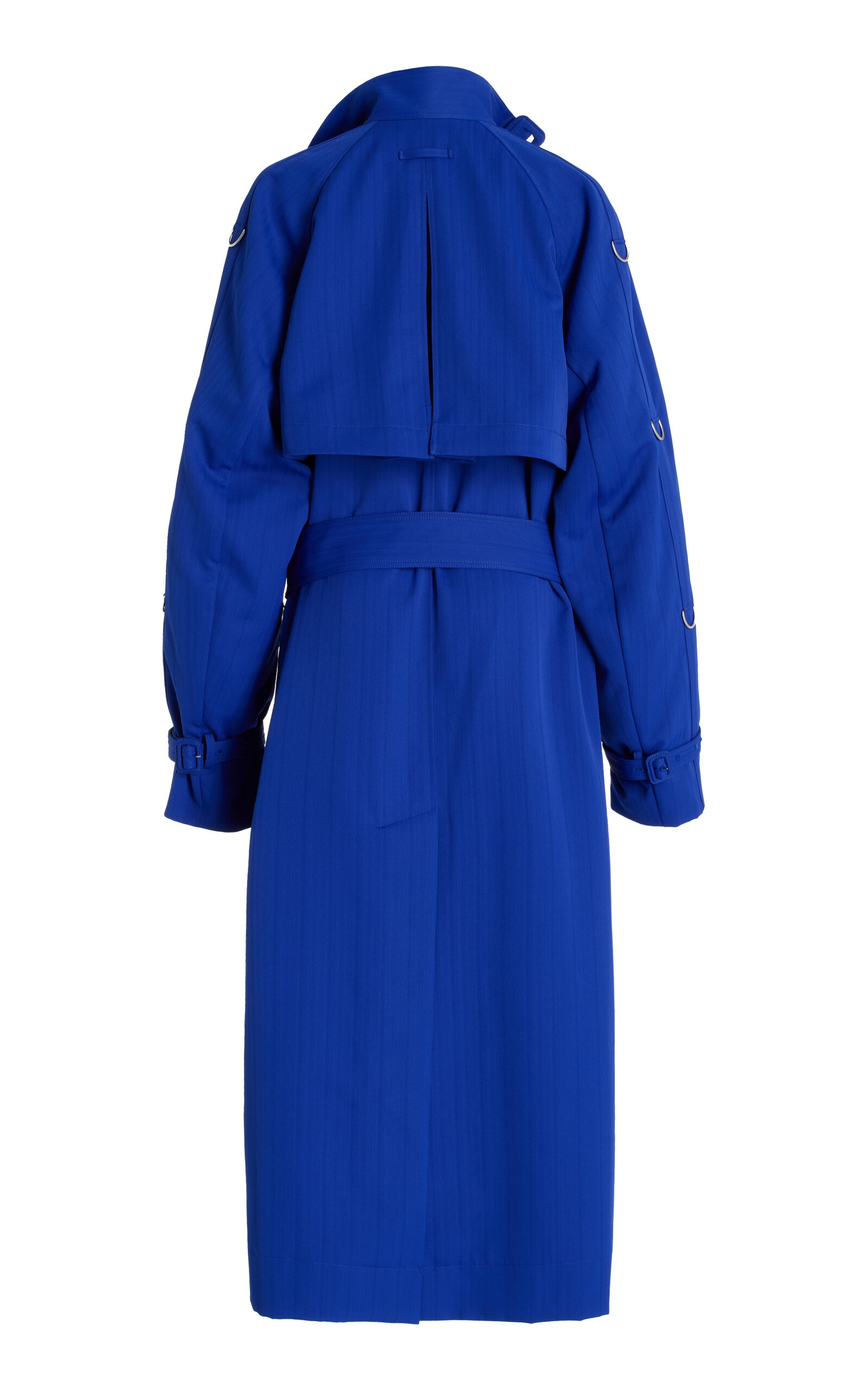 Sabina Belted-Neck Jacquard Coat royal blue - 3