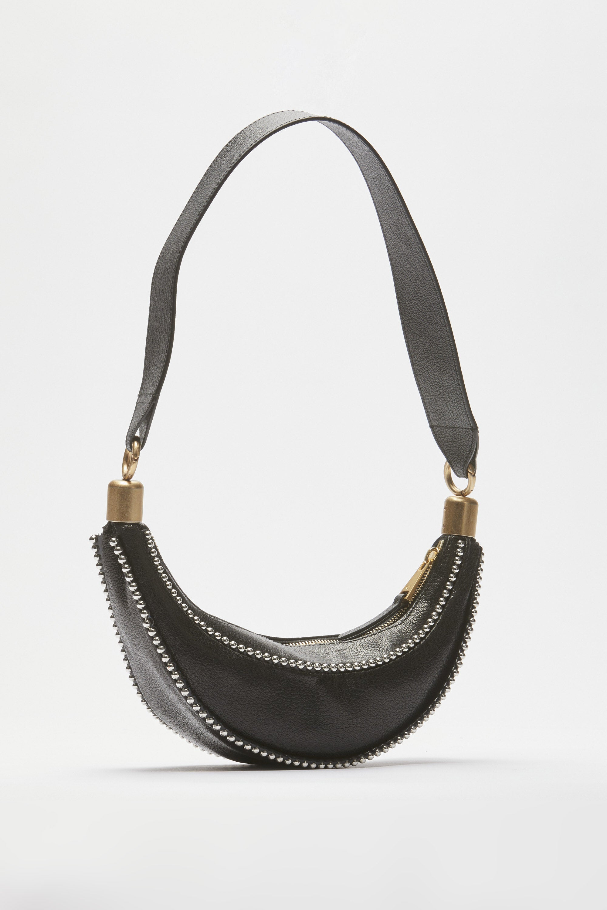 STUDDED LEATHER BANANA BAG - 2