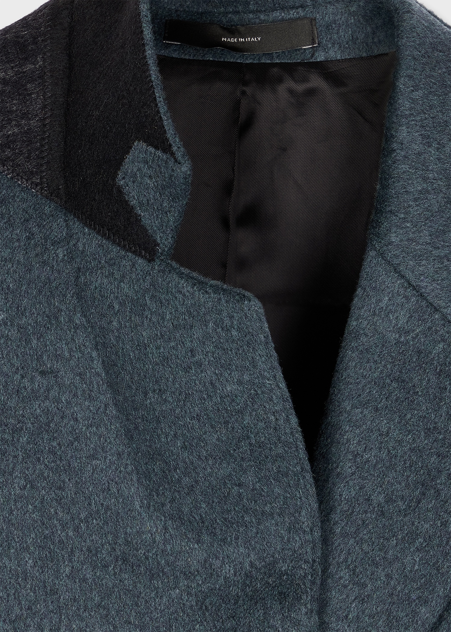 Women's Blue Melange Wool-Cashmere Epsom Coat - 3