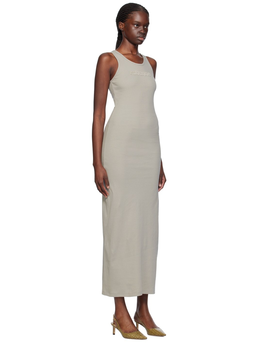 Gray Flocked Maxi Dress - 2