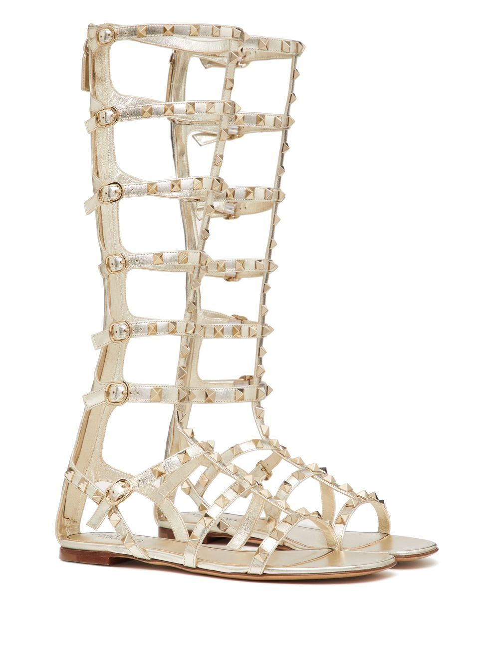 Rockstud metallic gladiator sandals - 2