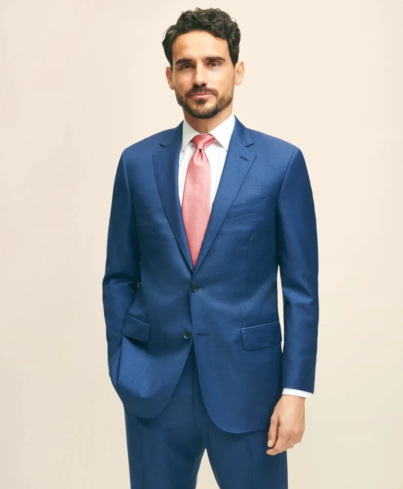Traditional Fit Wool Sharkskin 1818 Suit - 1