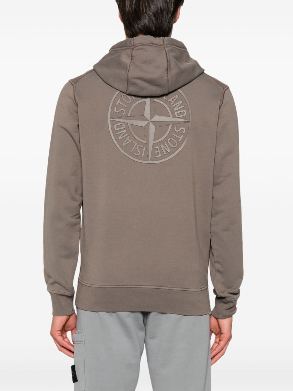 logo-print cotton hoodie - 4