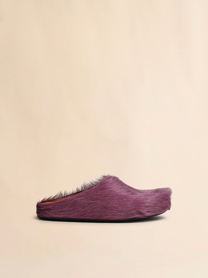 PURPLE LONG HAIR CALFSKIN FUSSBETT SABOT - 1