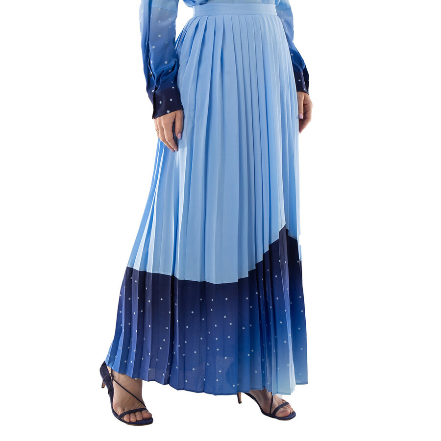 Burberry Soft Cornflower Blue Lise Constellation-Print Silk Ruffle Skirt - 4