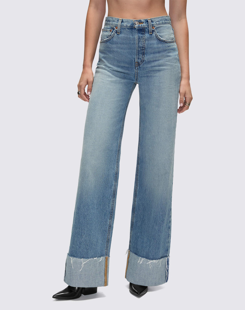 High Rise Wide Leg Cuff - Vintage Biker Blue 3