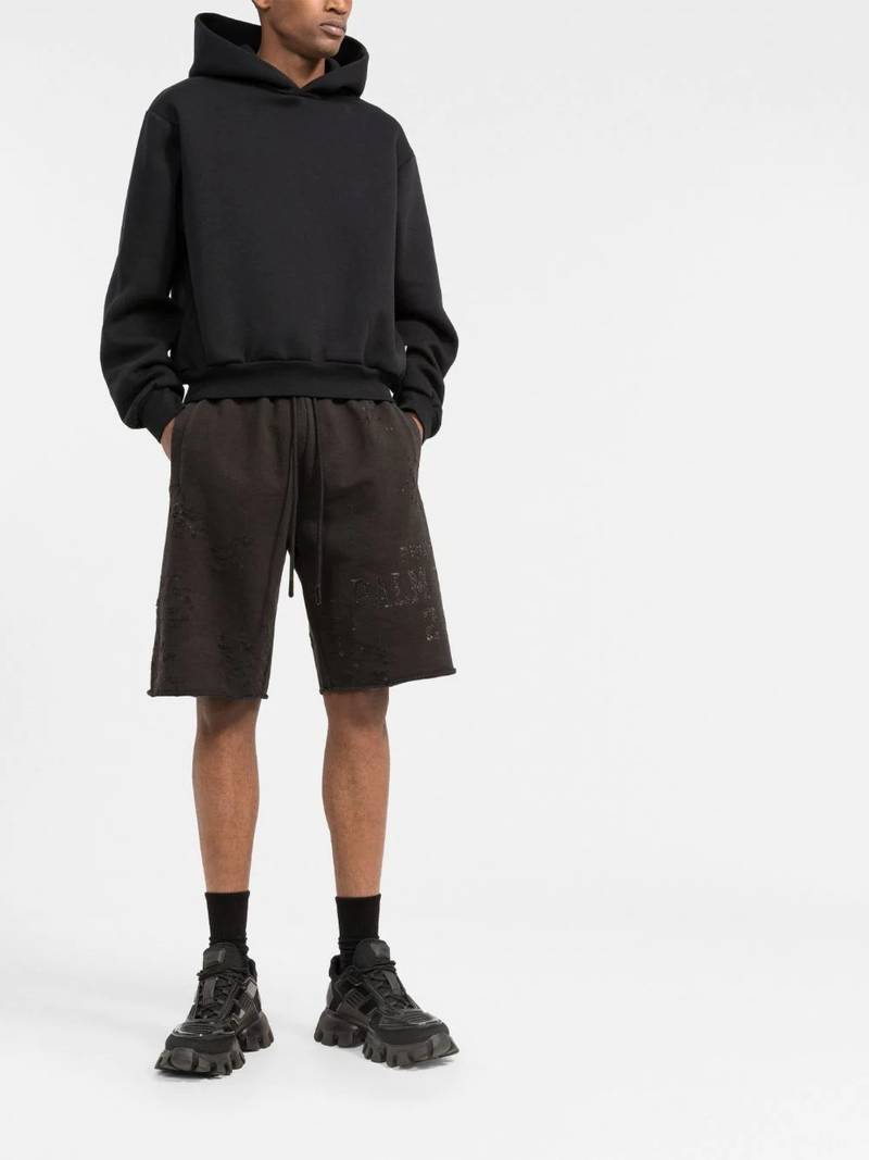Palm Angels glitter logo distressed shorts outlook