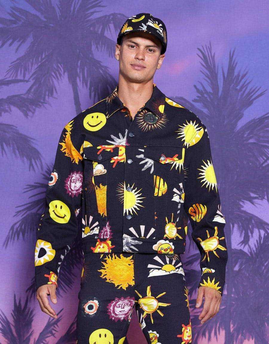 STRETCH GABARDINE ALLOVER SUN SMILEY® PRINT JACKET - 5