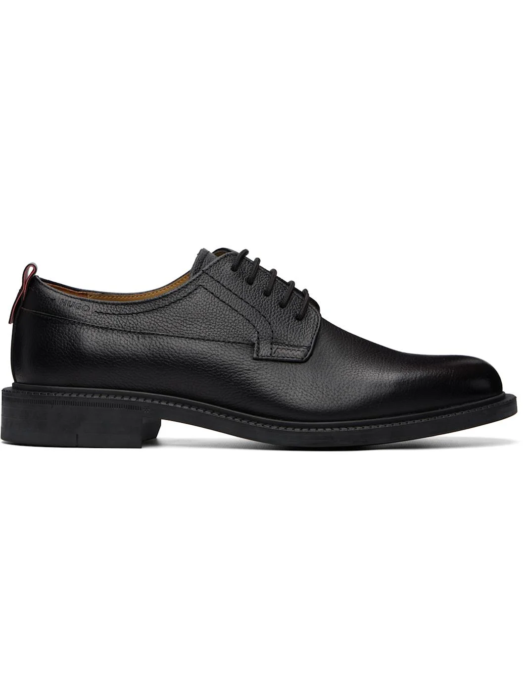 Black Grained Leather Derbys - 1