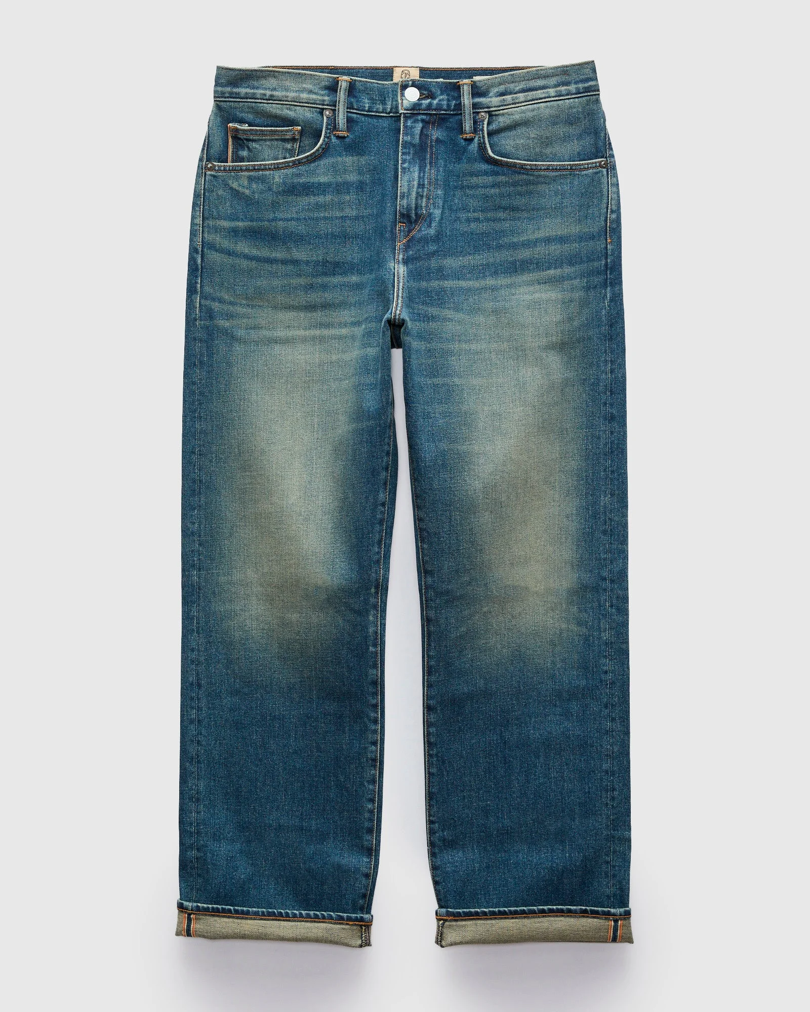 "Tom" 14oz Washed Indigo Stretch Selvedge Denim - Pail Loose Straight - 1
