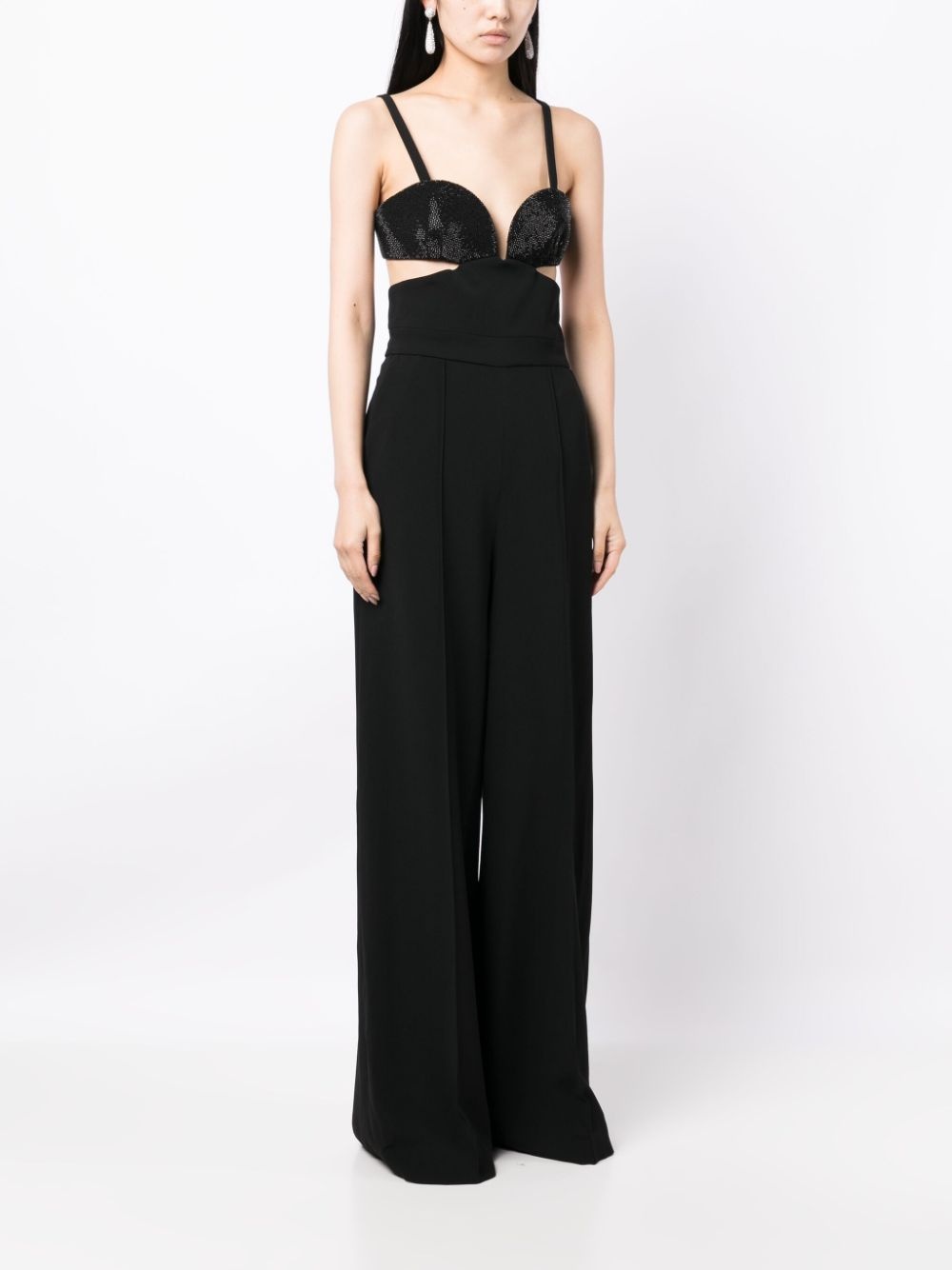 crystal-embellished cut-out detailing jumpsuit - 3