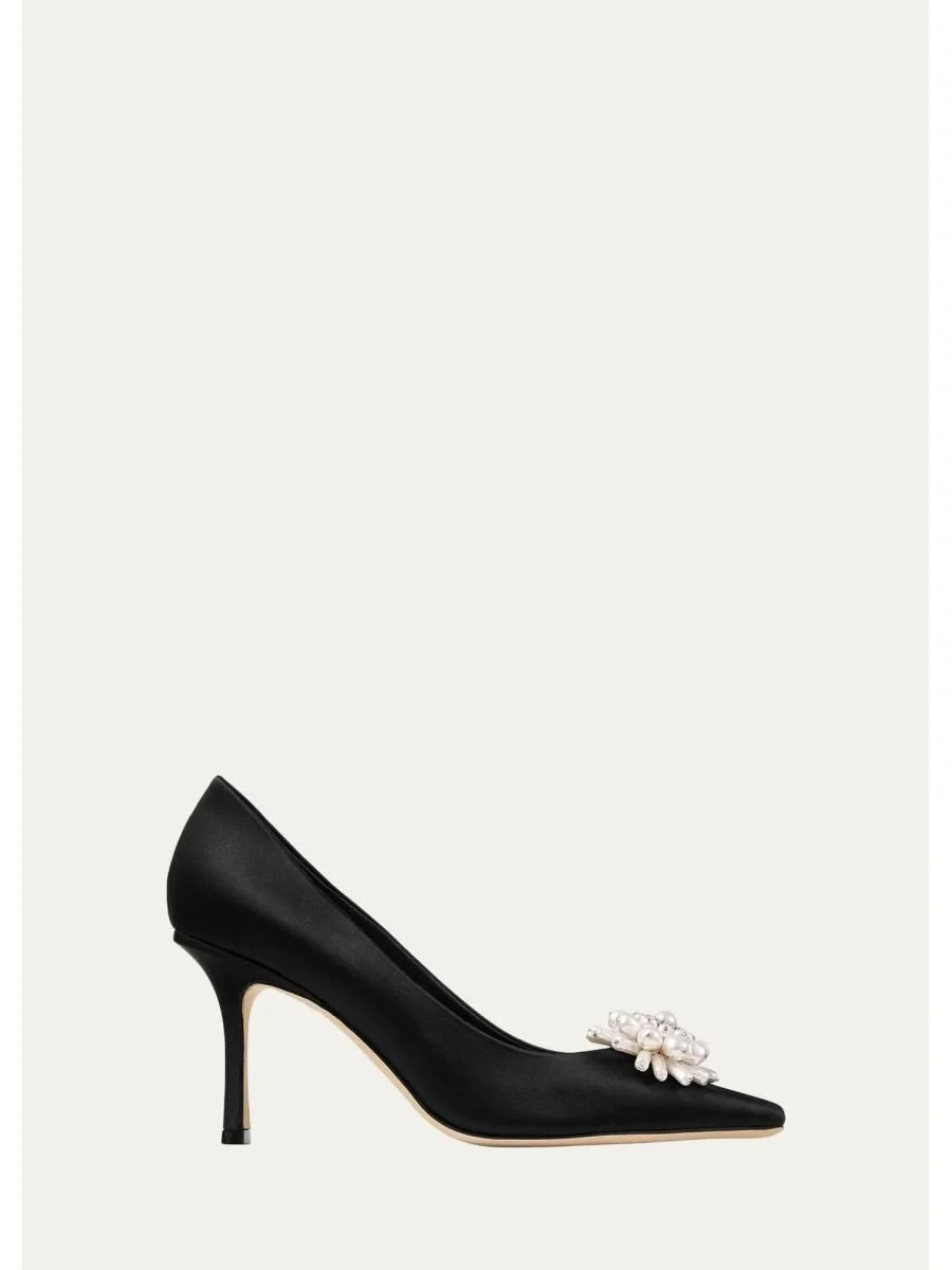 85mm Ines Pearly Satin Pumps - 1